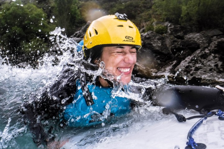 a person wearing a helmet
