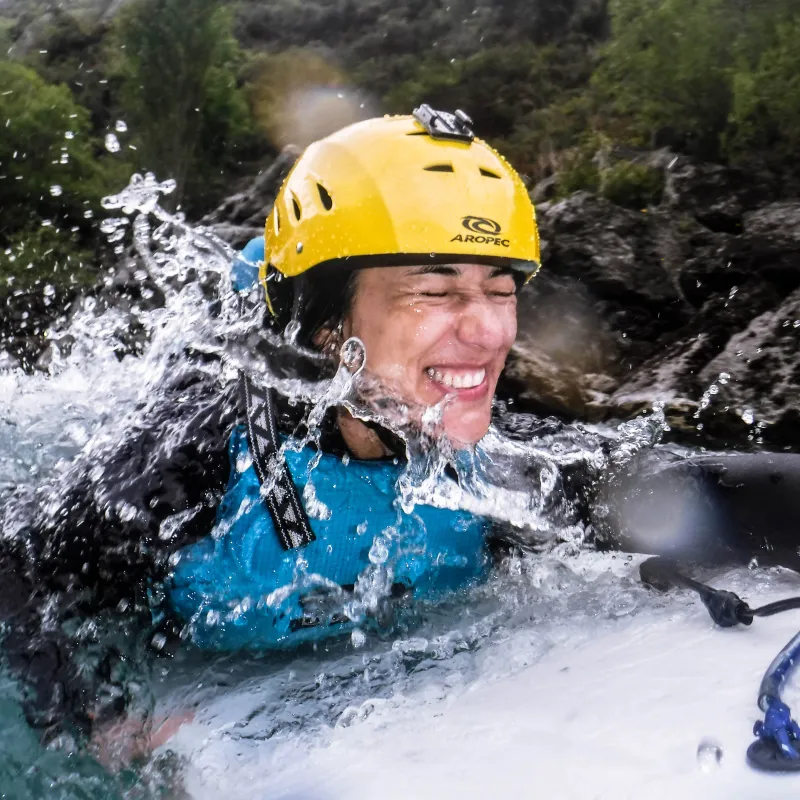a person wearing a helmet